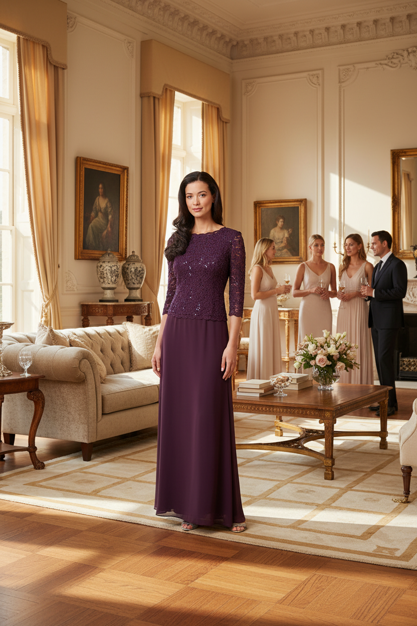 Petite Juliet Sequin Lace & Chiffon Gown