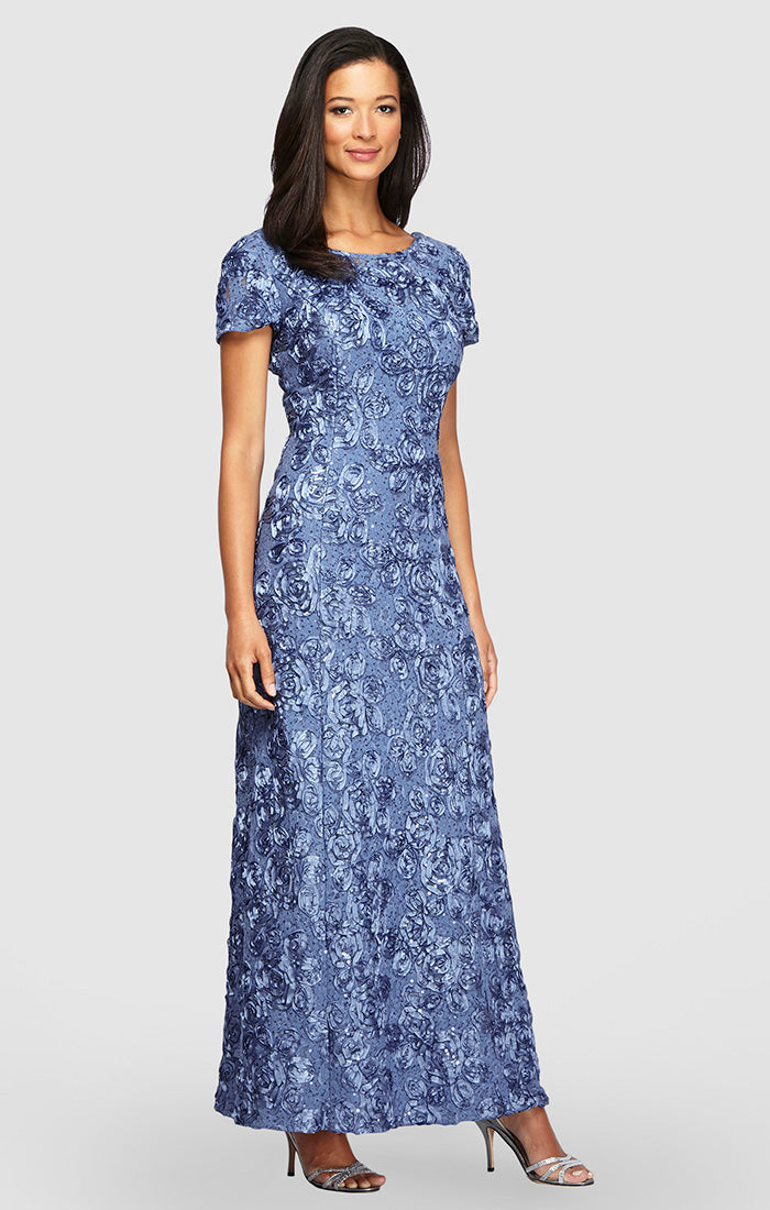 Alex Evenings Embellished Lace A-Line Gown, Size 10 - Navy Alex Evenings Embellished Lace A-Line Gown, Size 10 - Navy