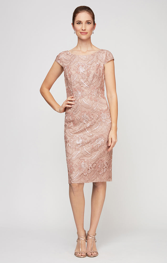 Regular - Short Embroidered Sequin Lace Dress Regular - Short Embroidered Sequin Lace Dress