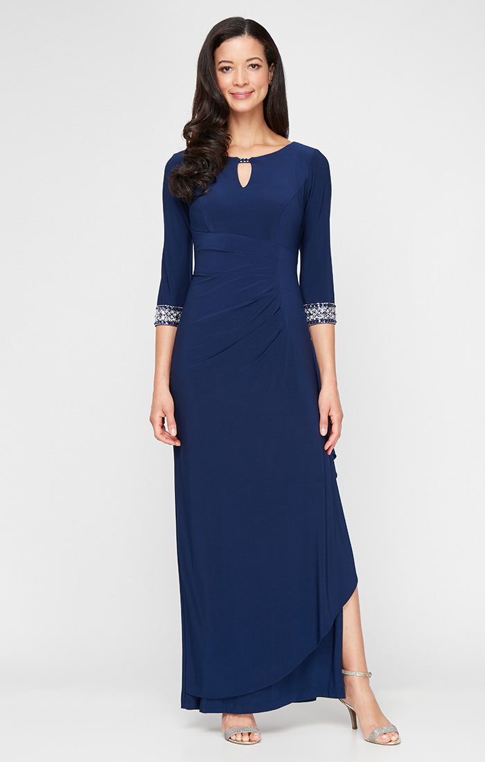 Alex Evenings Long A-Line Dress - Cobalt