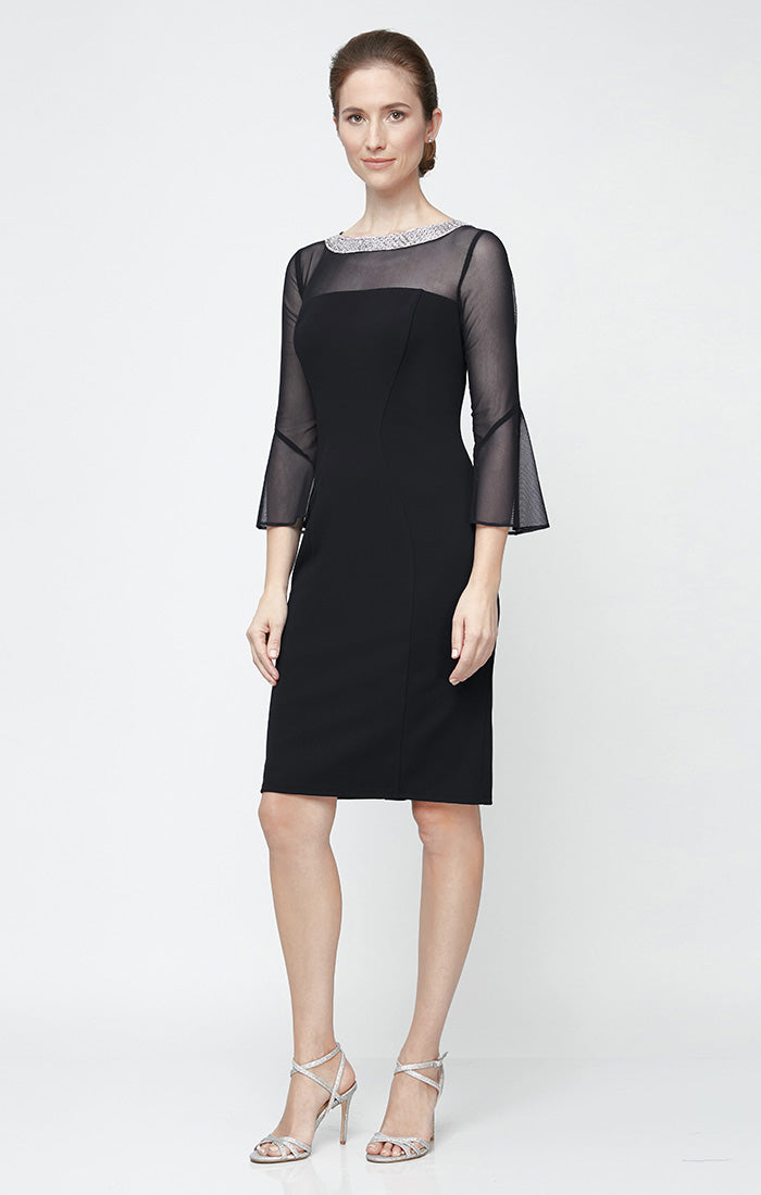 Alex Evenings Women's Short Sheath Crepe Cocktail Dress in Electric Blue