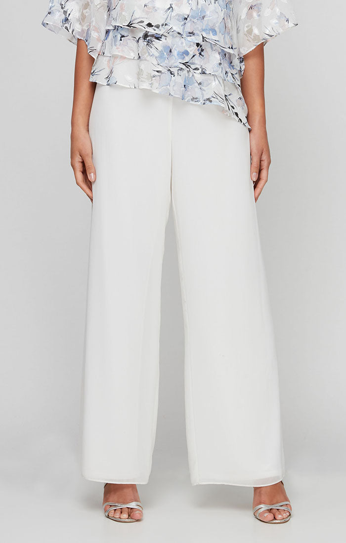 Alex Evenings Silky Chiffon Pant Ivory / L