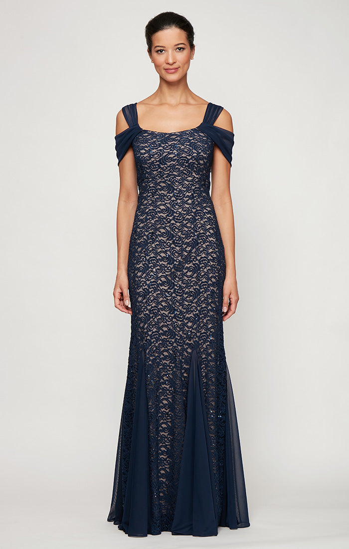 Regular - Lace Fit & Flare Cold Shoulder Dress Regular - Lace Fit & Flare Cold Shoulder Dress