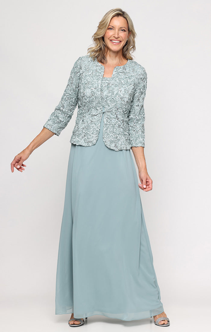 Empire Waist Dress with Soutache Lace Bodice & Jacket