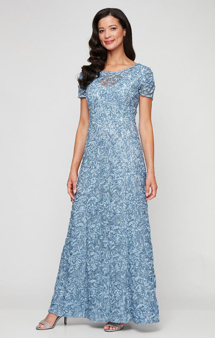 Alex Evenings Petite Soutache Sequin A-Line Dress - Navy - 10p Alex Evenings Petite Soutache Sequin A-Line Dress - Navy - 10p