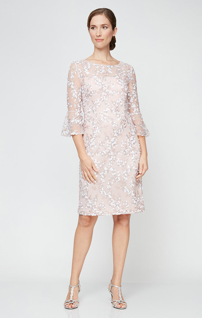 knee length dresses for ladies Alex Evenings - 84122452 Sequined Lace Jacket Sheath Dress main image 0