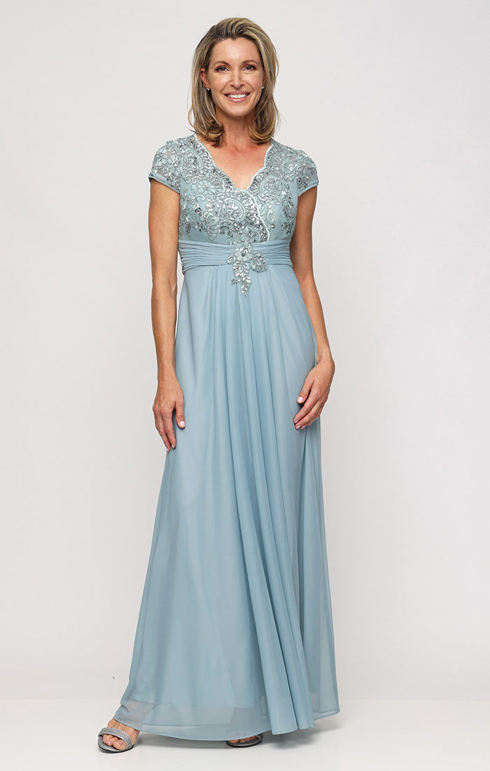 Alex Evenings Women's Embellished Short-Sleeve Gown - Purple - Gowns Alex Evenings Women's Embellished Short-Sleeve Gown - Purple - Gowns