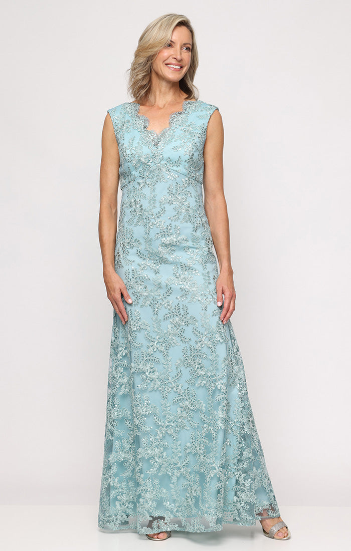 Alex Evenings Women's Embroidered Long Ball Gown - Sea Green - Size 12 Alex Evenings Women's Embroidered Long Ball Gown - Sea Green - Size 12