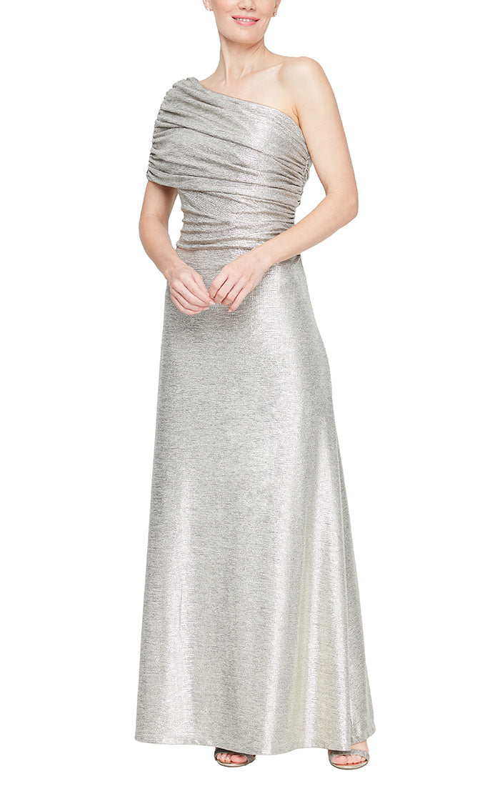 Metallic knit one shoulder dress best sale