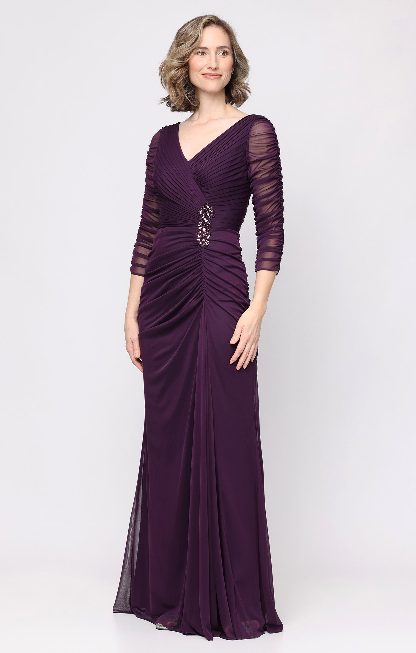 alex evenings long dresses Navy Mesh Evening Gown Augtest This petite gown features Love Me Pink Lace Size:W38