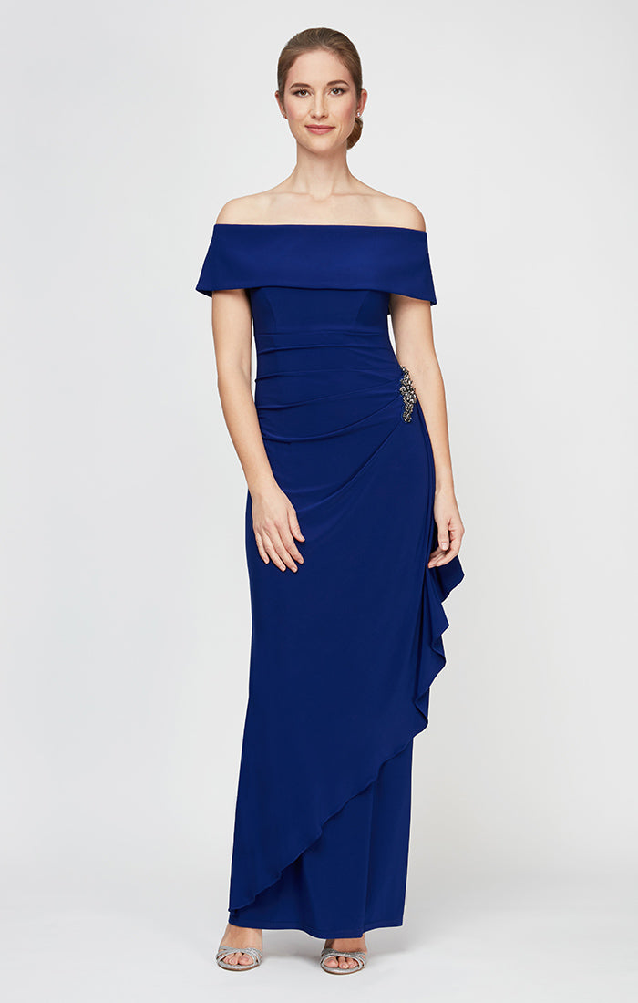 Alex Evenings Women's Embellished Off the Shoulder Column Gown - RED - Gowns Alex Evenings Women's Embellished Off the Shoulder Column Gown - RED - Gowns