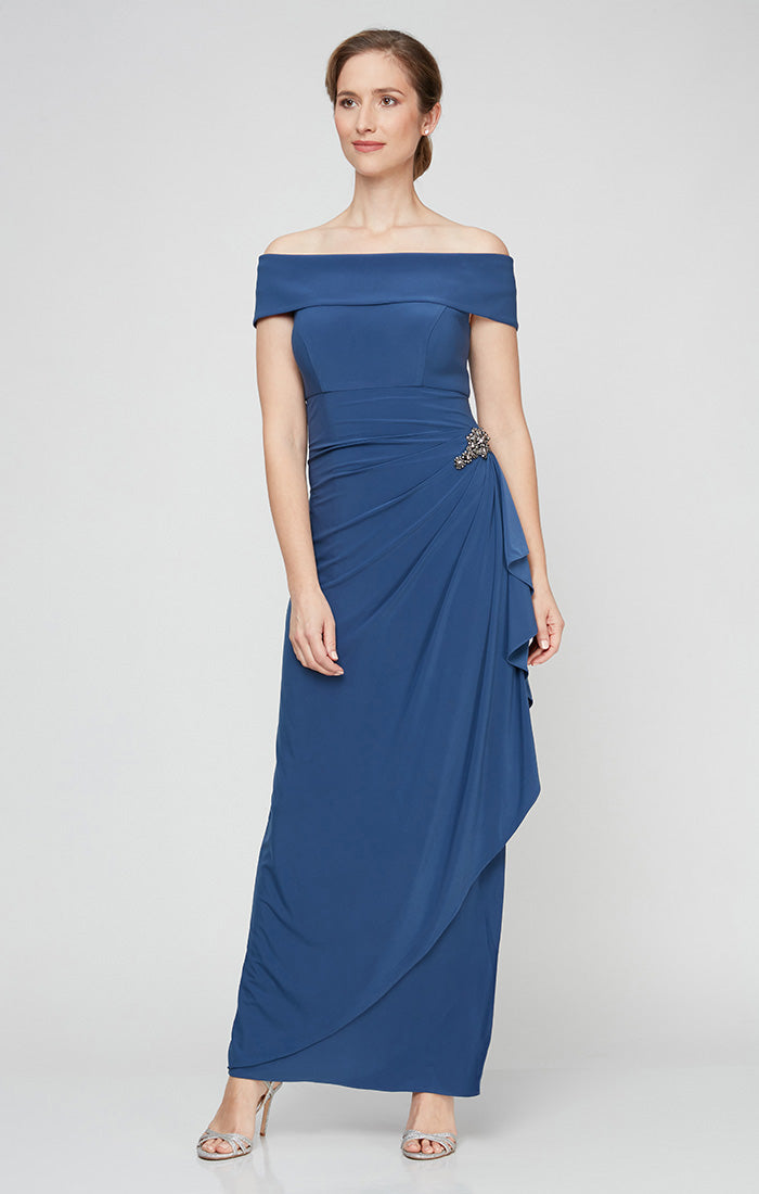 Alex Evenings Nora Off-The-Shoulder Matte Jersey Dress Black / 10