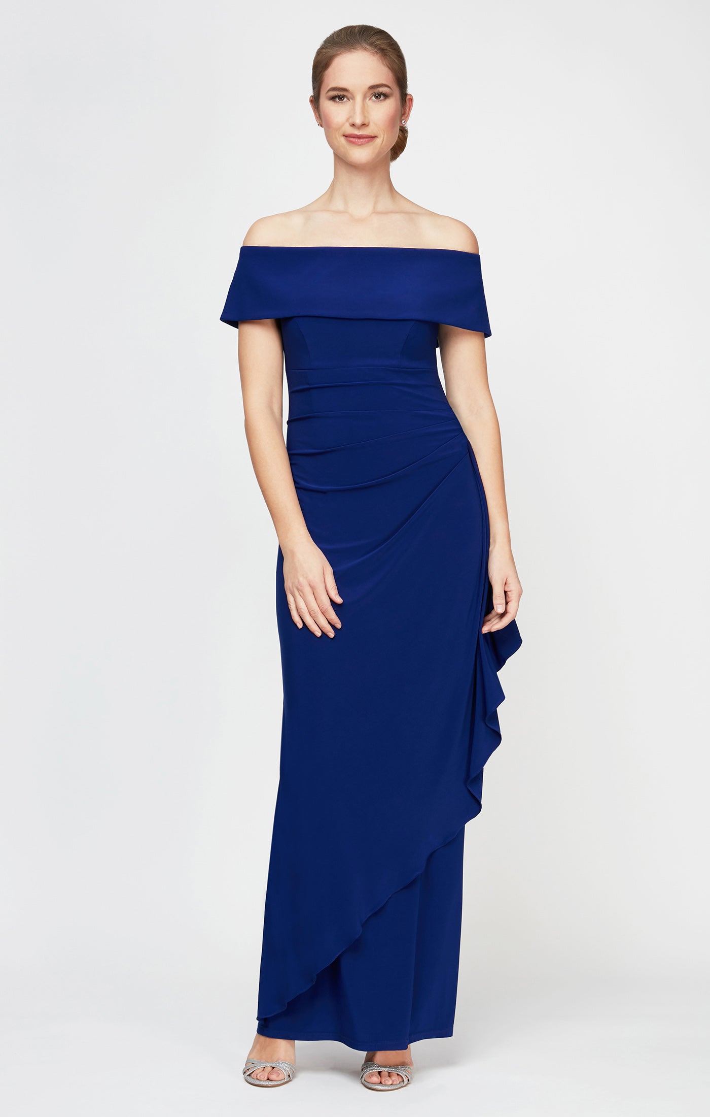 Marion Off the Shoulder Matte Jersey Dress DARK ROYAL / 6