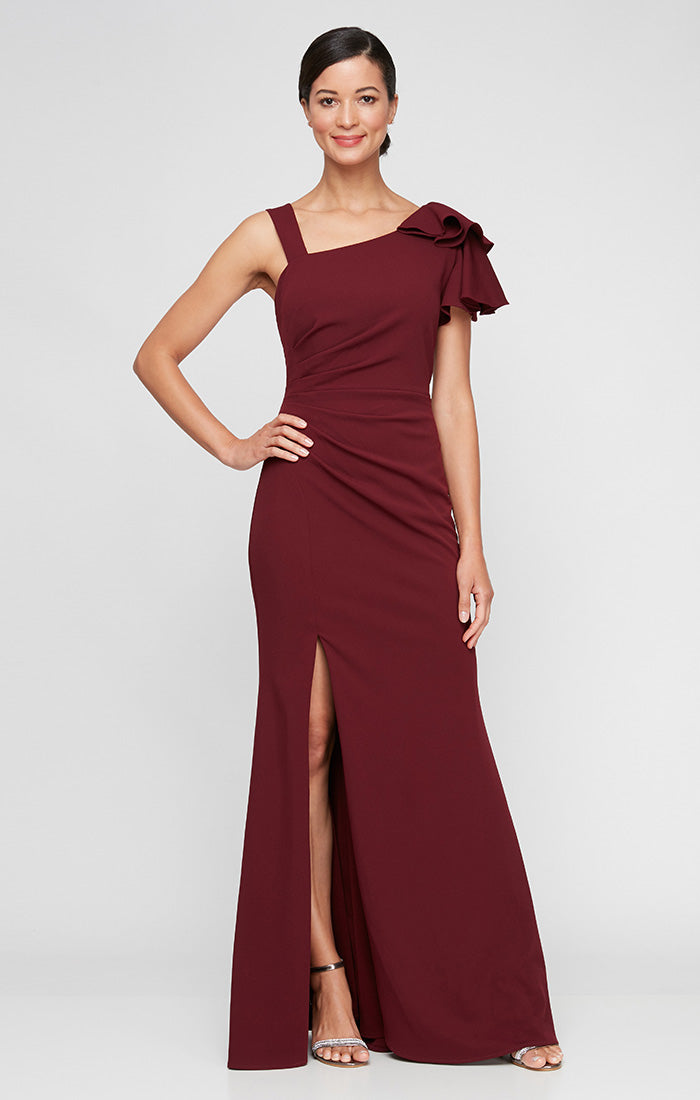 green emerald velvet dress Fit-and-Flare Crepe Gown