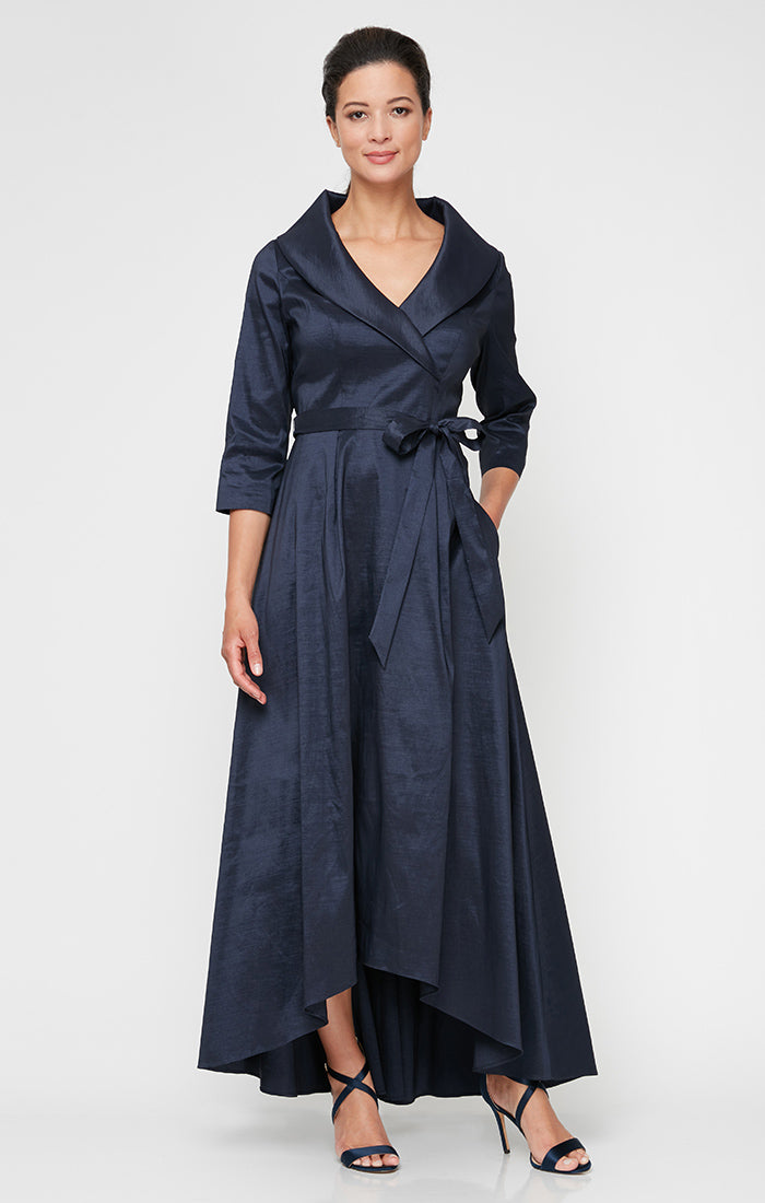 alex evenings stretch taffeta cocktail dress Alex Evenings Velvet & Taffeta Off the Shoulder Gown Black / 14