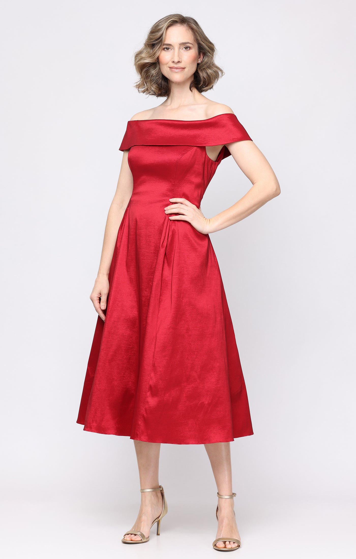 Margaret Midi Taffeta Dress RED / 8