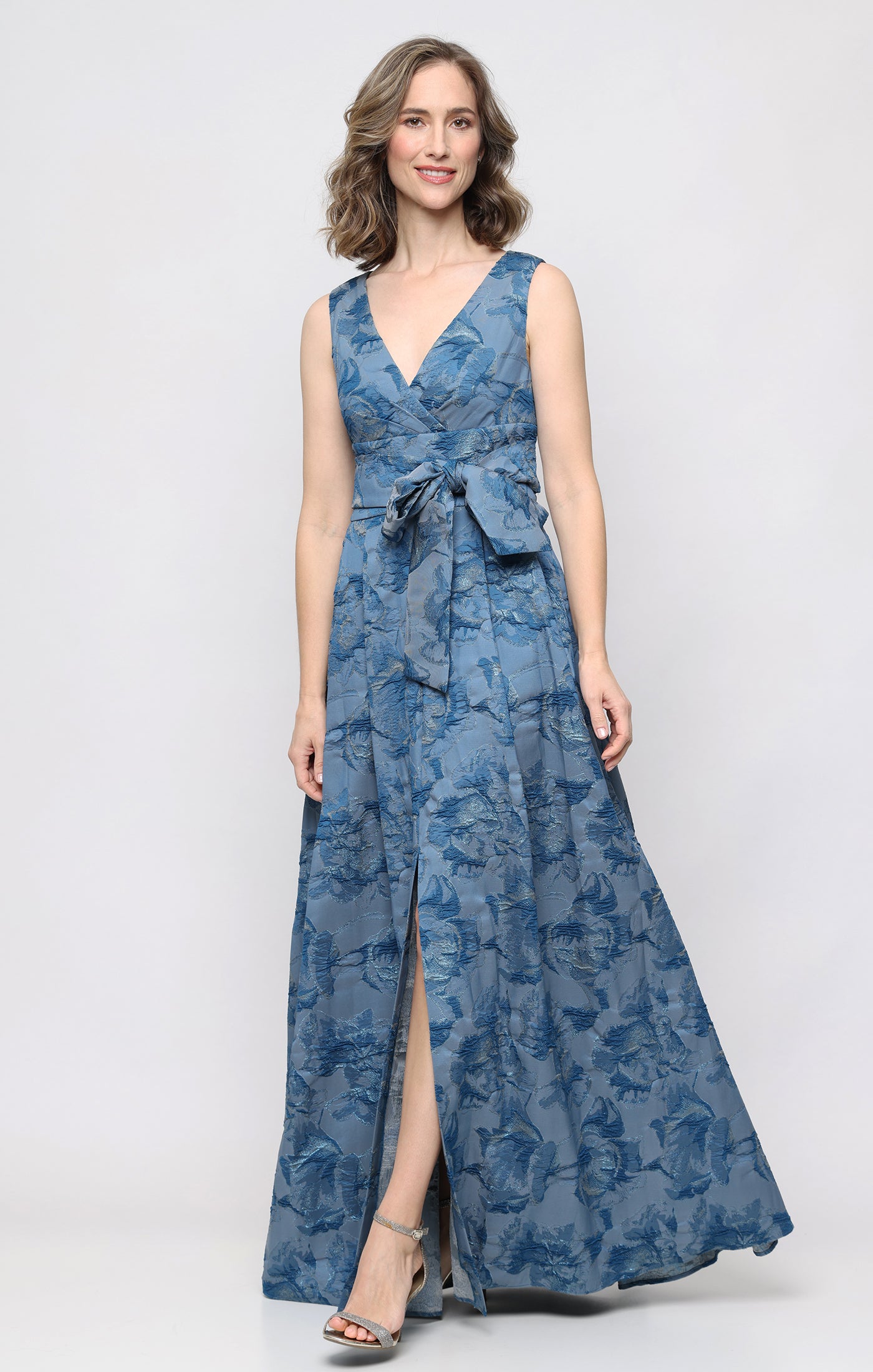 dress with dress Alex Evenings Women's V-Neck Printed - Blue Business Casual Summer Pants Size:58 Long Slip into this form dd-backup