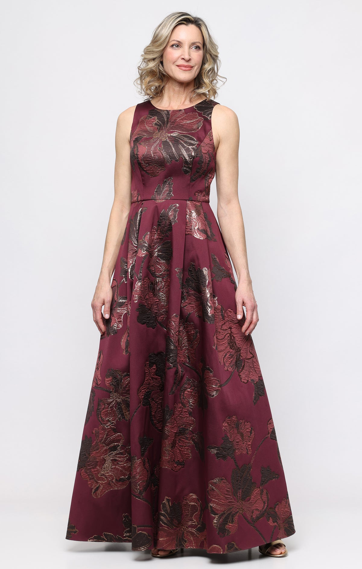 long jacquard dress Alex Evenings Petite A-Line Sleeveless Ball Gown - Wine Size:40 (US 9.5) High low homecoming dress Petite Jane Shirt Stripe quality events