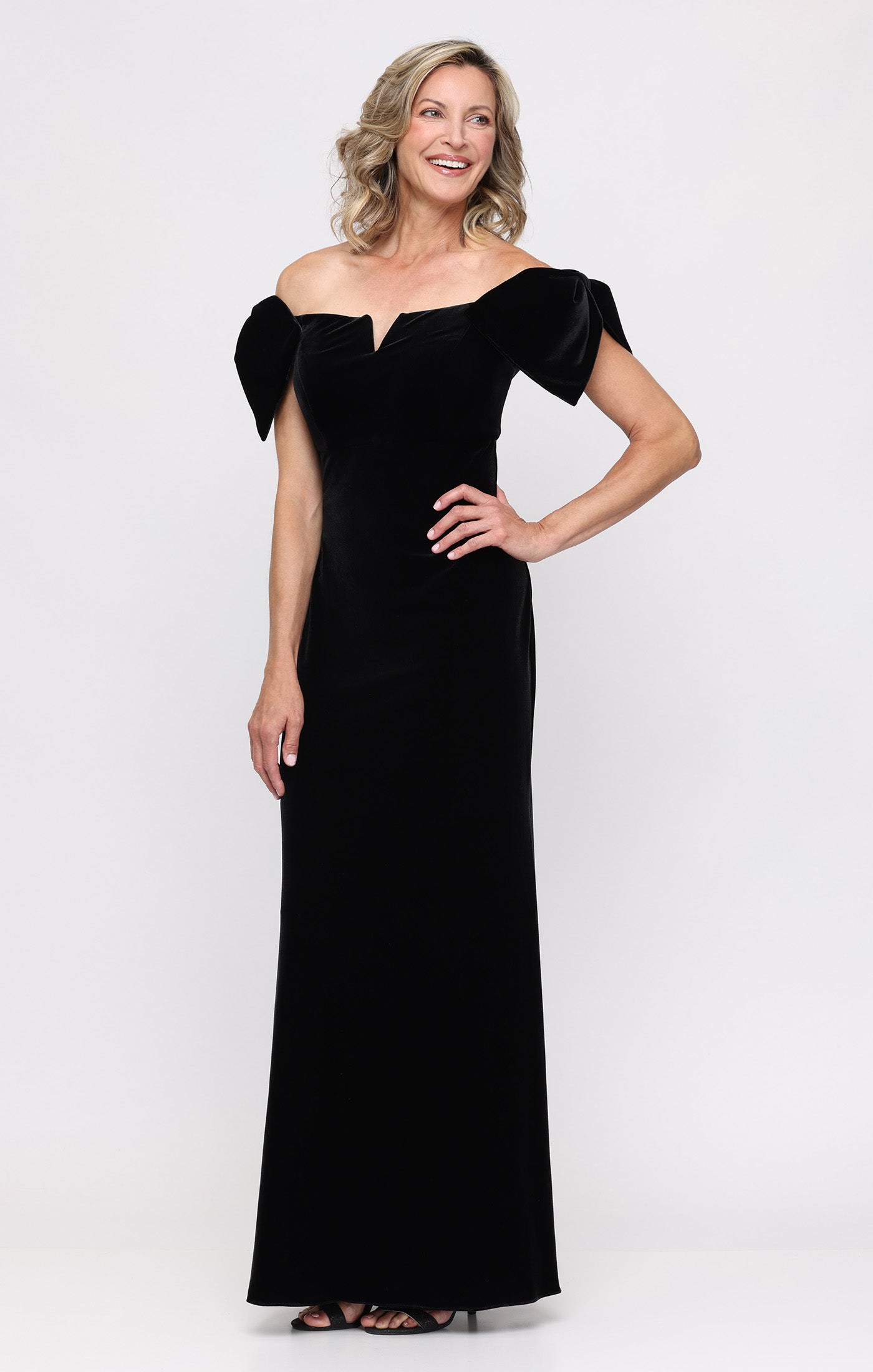 Marilyn Velvet Off the Shoulder Dress Black / 8
