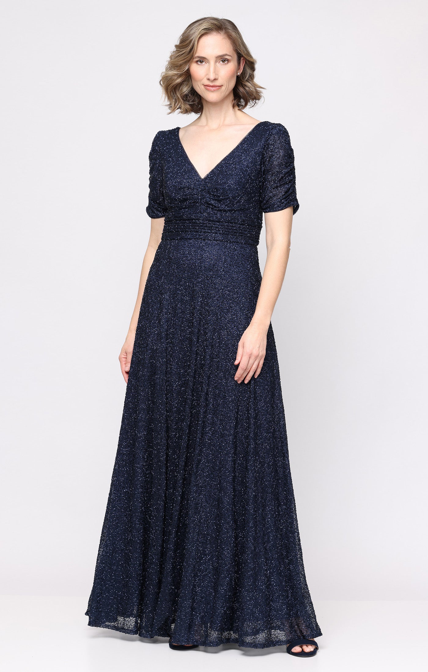 Alex Evenings Women's Sequin Empire Waist Gown - Blue