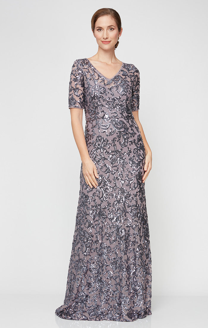 Alex Evenings Women's Sequined A-Line Dress - Icy Orchid - Size 18 Alex Evenings Women's Sequined A-Line Dress - Icy Orchid - Size 18