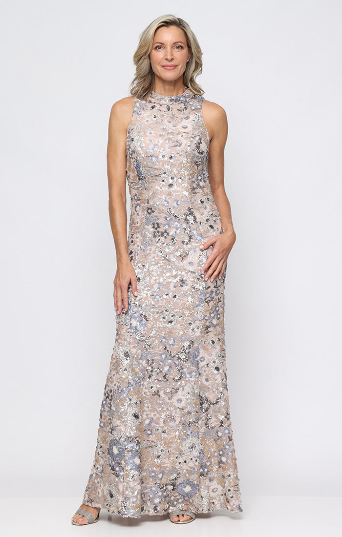 Petite Phoebe Floral Sequin Gown