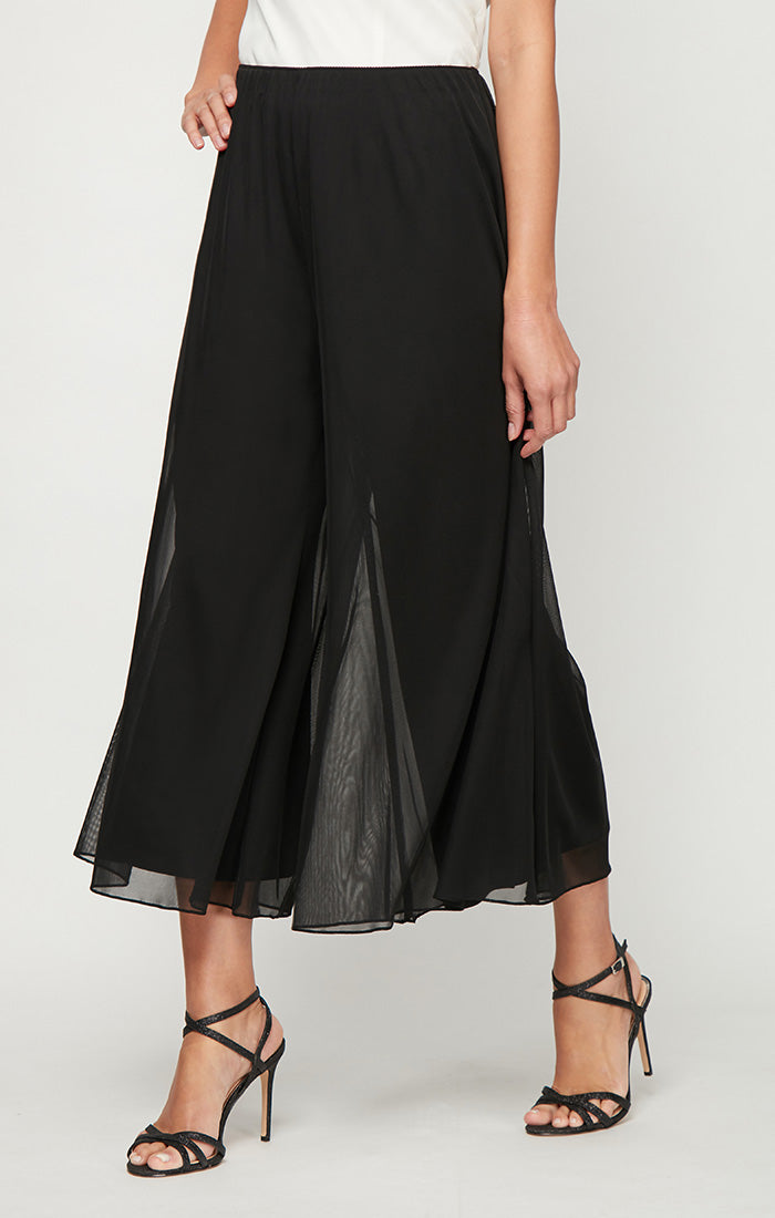 msk mesh wide-leg dress pants MSK Black Women's Wide Leg Pants