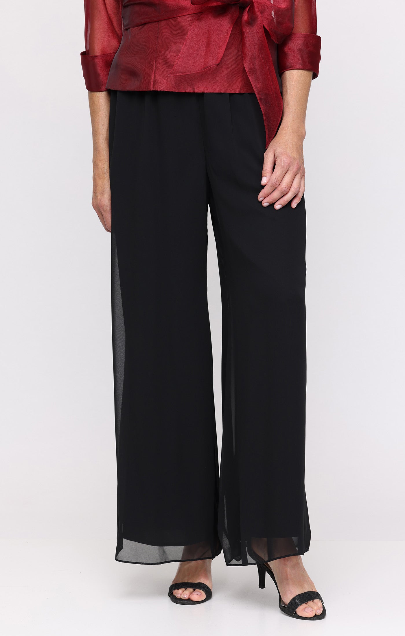 Alex Evenings Women's Wide-leg Chiffon Palazzo Pants - Black