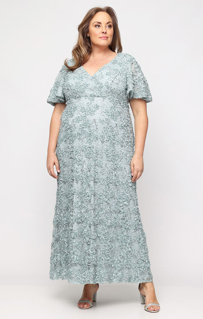 Alex Evenings Women's Empire Waist Soutache Gown - Blue - Gowns Alex Evenings Women's Empire Waist Soutache Gown - Blue - Gowns