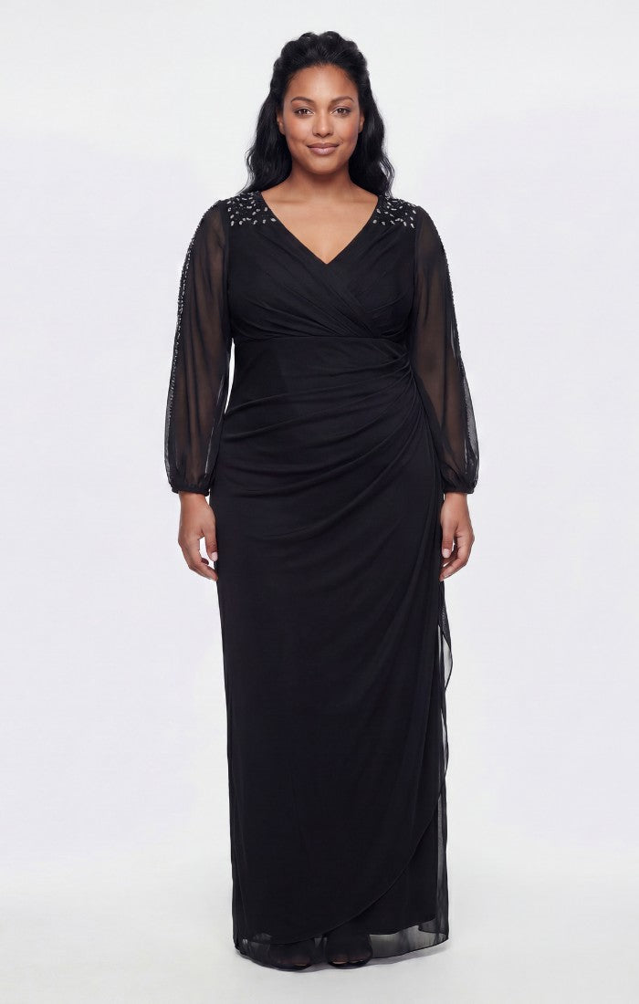plus size black evening dresses Alex Evenings Mesh Detail V-Neck Ball Gown - Absolutely Gorgeous Bright Pink Size:Custom Order Discover the perfect Mother promo: boxing day 2025 12/26 - 12/27