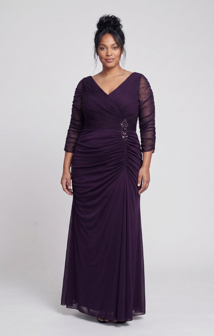 alex evenings plus size mother of the bride dresses Ruched Detail Ball Gown - Eggplant catalog-r5hr Black And Blue Dress SIZE:US 16W Youll find versatile wardrobe