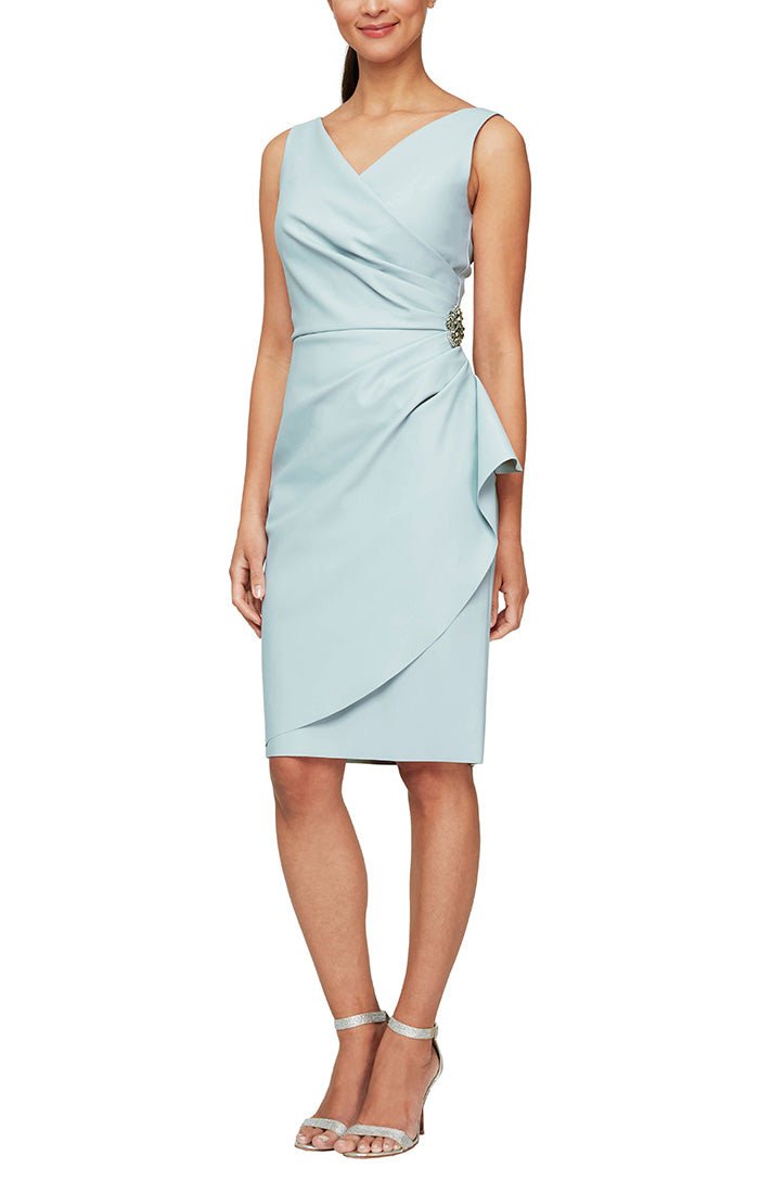 Compression Party Dress with Surplice Neckline Embellishment at