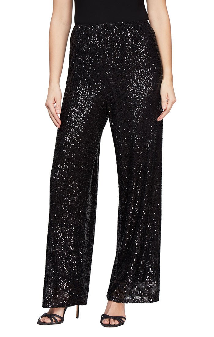 Petite Straight Leg Sequin Pant - alexevenings.com
