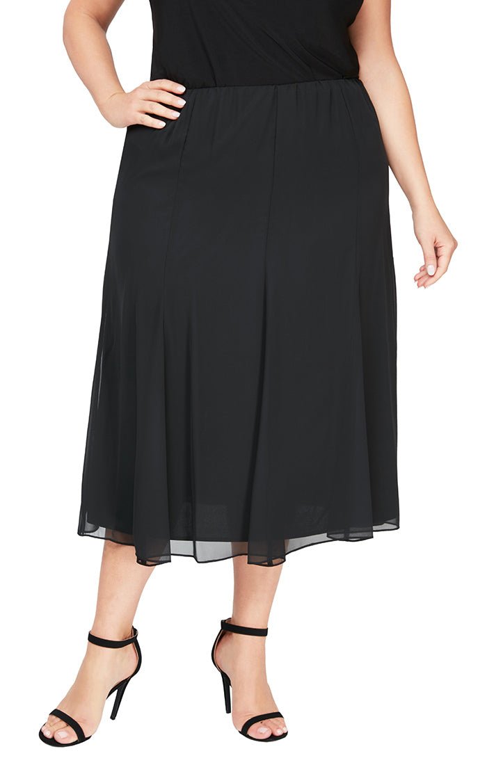 Plus size tea length black clearance skirt