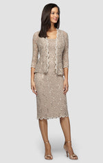 Regular - Sheath Sequin Lace Jacket Dress