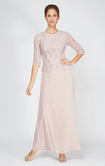 Long Gown with Sequin Lace Bodice & Chiffon Skirt