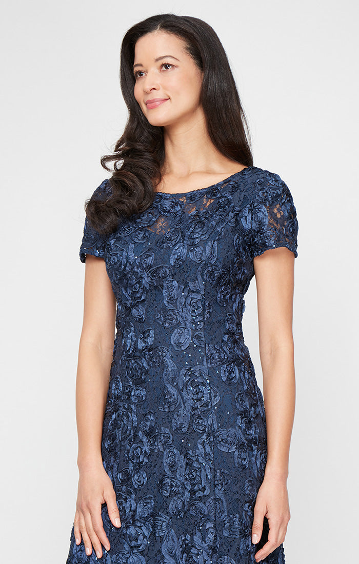 jessica howard blue lace dress Jessica Howard Women's 2.Pc Jewel-Neck Midi Dress & Lace 3/4-Sleeve Jacket