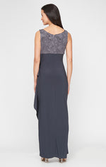 Glitter Jacquard Knit & Matte Jersey Gown with Bolero Jacket