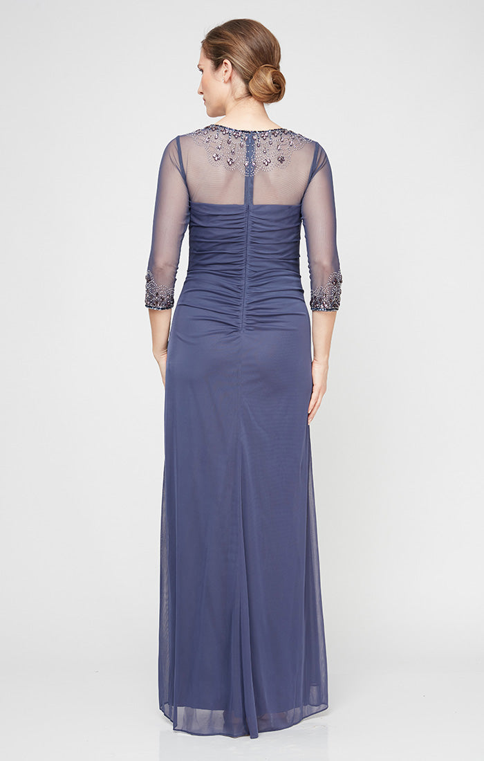 A-Line Mesh Gown with Beaded Illusion Sweetheart Neckline