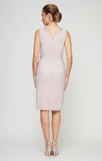 Short Compression Party Dress with Surplice Neckline, Cascade Ruffle Skirt & Beaded Detail at Hip