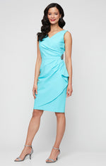 Compression Short Cocktail Dress with Ruffle Skirt & Beaded Detail at Hip