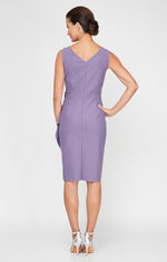 Compression Party Dress with Surplice Neckline, Cascade Ruffle Skirt & Beaded Detail at Hip