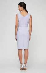 Short Compression Party Dress with Surplice Neckline, Cascade Ruffle Skirt & Beaded Detail at Hip