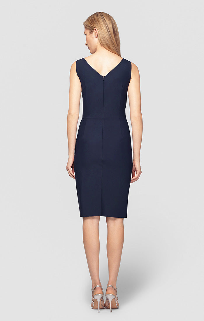 Petite Side Ruched Compression Collection Dress with Surplice Neckline & Beaded Detail at Hip