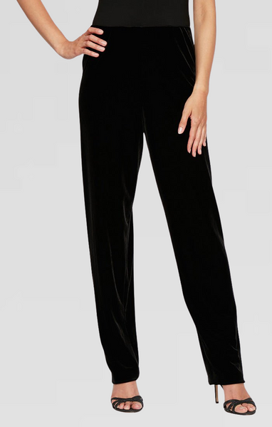 green emerald velvet dress Alex Evenings Wide-Leg Carwash Pants - Black