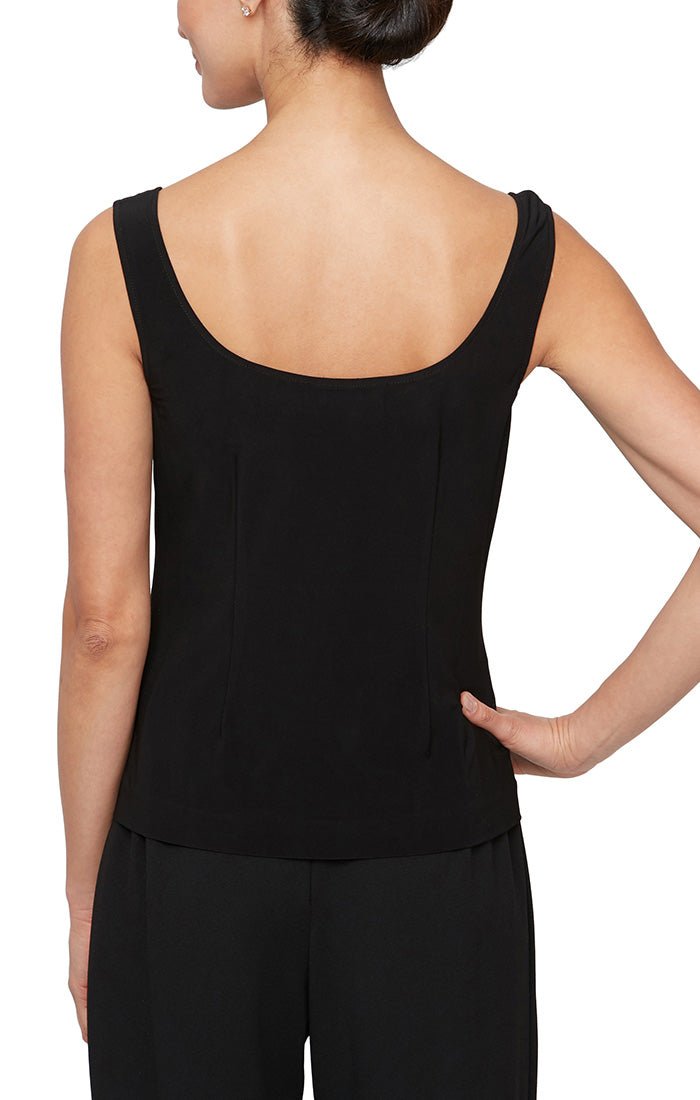 3/4 Sleeve Illusion Twinset with Solid Scoop Neck Tank - alexevenings.com