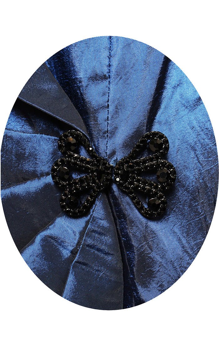 3/4 Sleeve Taffeta Blouse with Collar and Decorative Side Closure - alexevenings.com
