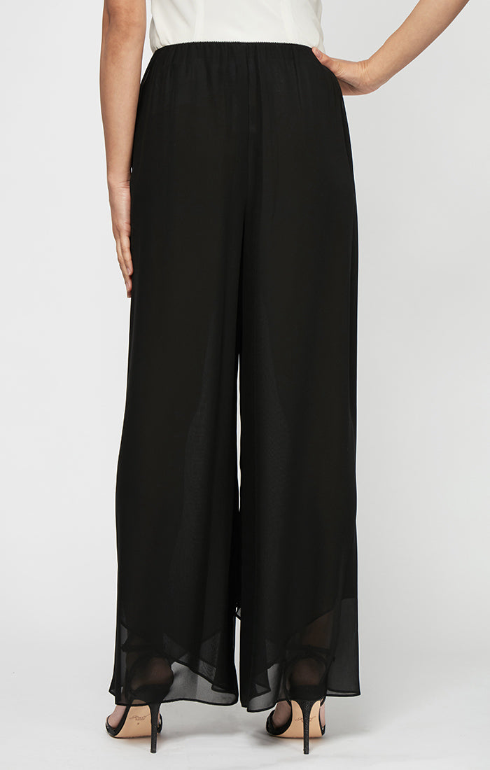 Wide Leg Chiffon Pant with Tulip Hem