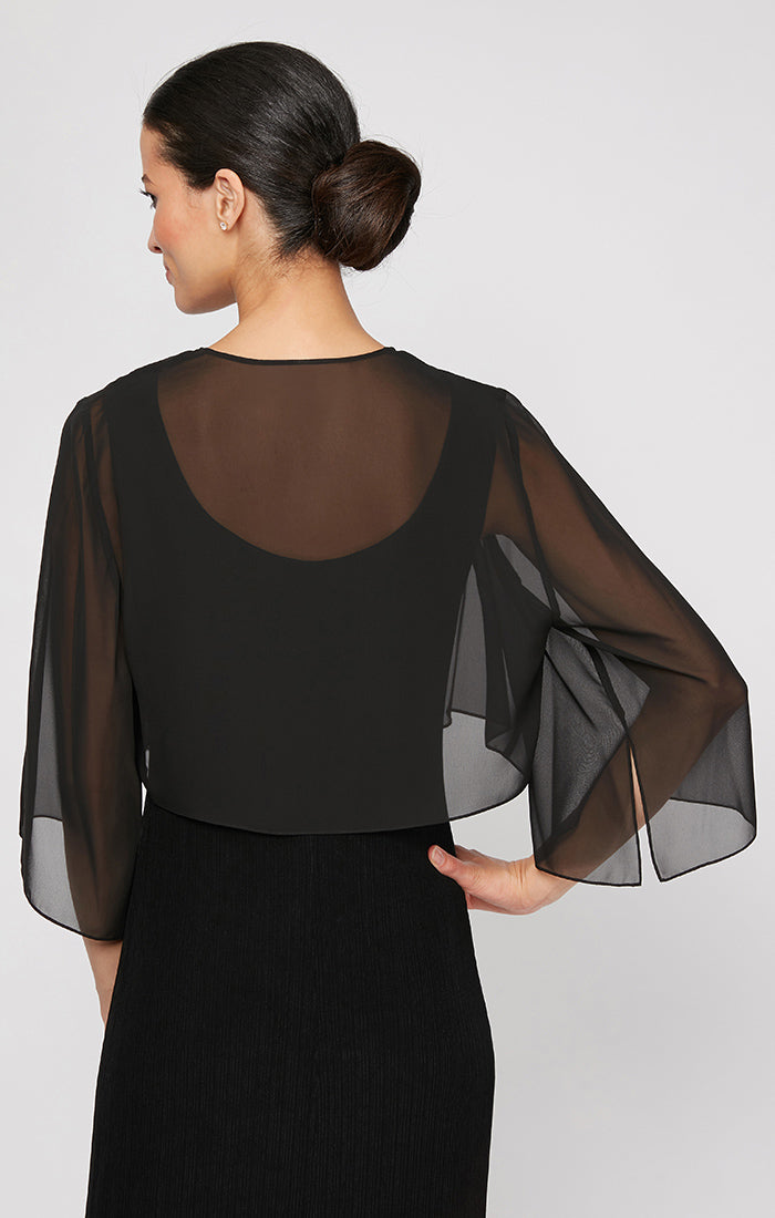 Chiffon Cover-up Bolero Jacket with Cascade Hem Detail