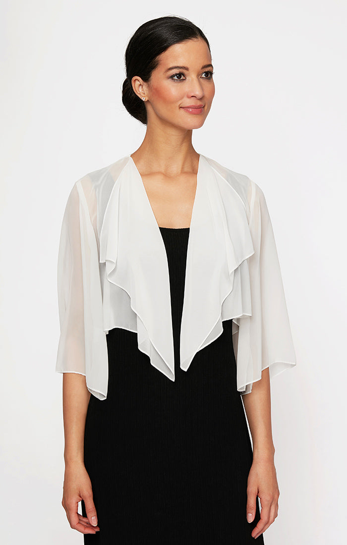 Chiffon Cover-up Bolero Jacket with Cascade Hem Detail